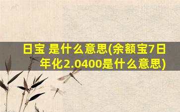 日宝 是什么意思(余额宝7日年化2.0400是什么意思)